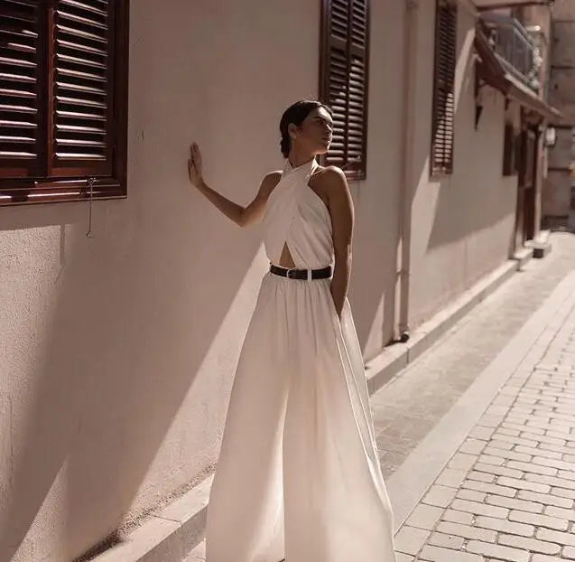 Boho Backless Halter Jumpsuits
