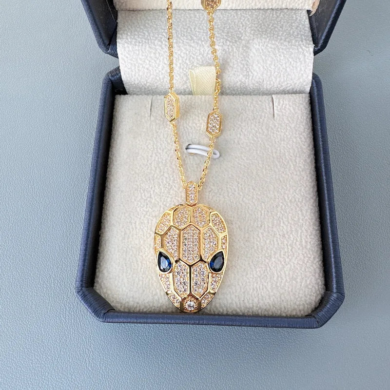 Designer Zircon Blue Eyes Snake Pendant
