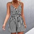 Sleeveless Summer Jumpsuit For Women Casual Stripe Woman Jumpsuit Loose V-Neck Summer Romper Shorts Beach Playsuit Female Outfit