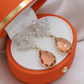 Water Drop Earrings 14K Gold Plating Zircon