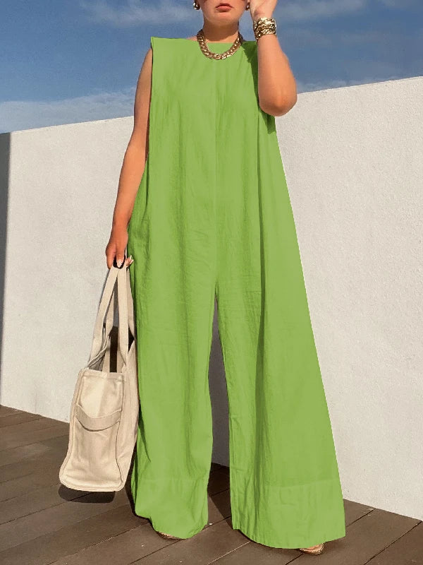 Sleeveless Wide Leg Fitness Jumpsuit