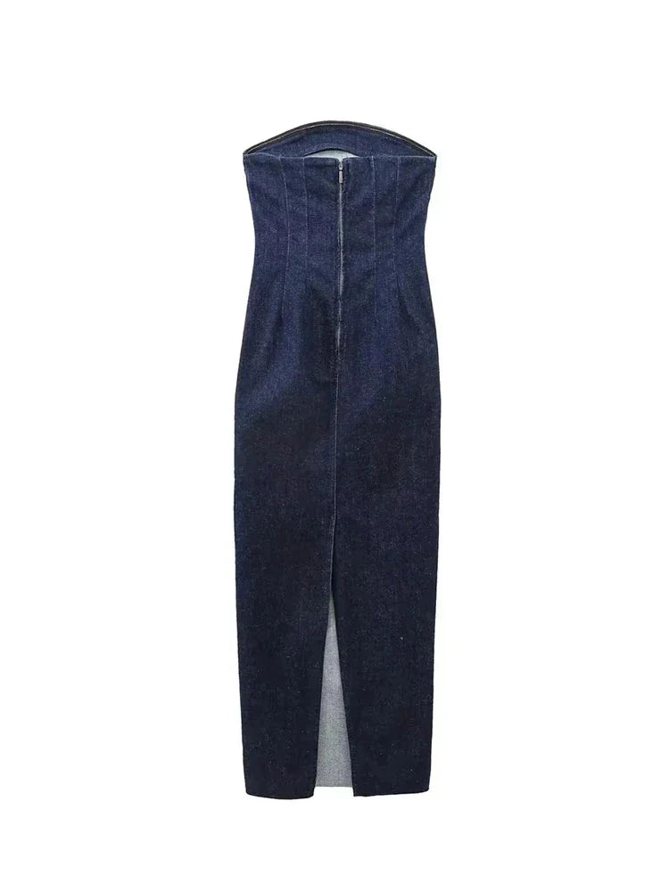 Denim Strapless Stretch Dress