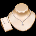 Dazzling Cubic Zirconia Water Drop Earrings 2 Piece Set