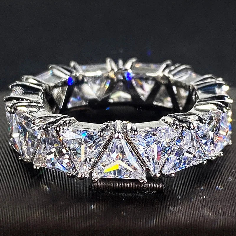 Lux 925 Sterling Silver AAA Zircon Crystal Ring