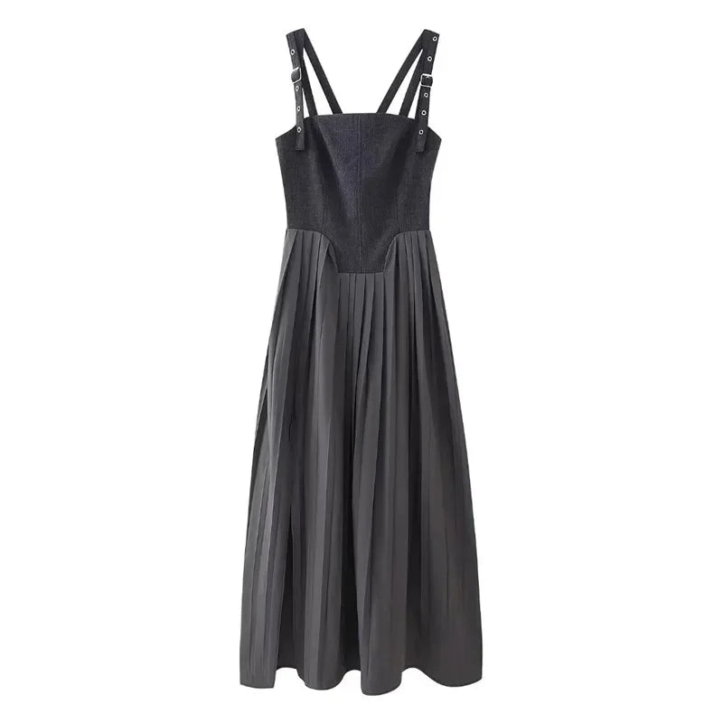 Pleated Sleeveless Corset Dress